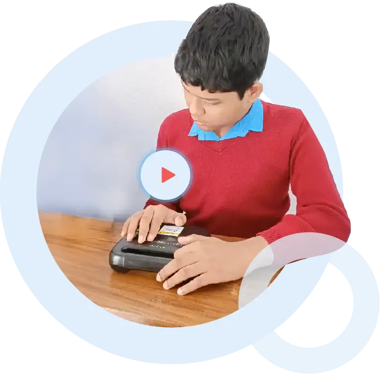 picture of a student using hexis. the image is also a video link that will open the intro video for Vembi Technologies